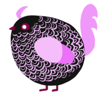 A black and lavender chicken with a double-lace pattern