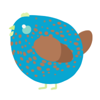 A cerulean and brown chicken with a speckle pattern