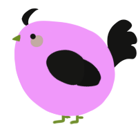 A lavender and black chicken