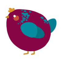 A maroon and sea chicken with a neck-speckle pattern