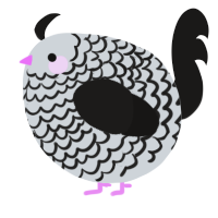 A mist and sable chicken with a lace pattern