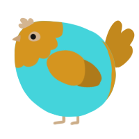A aqua and ochre chicken with a head pattern
