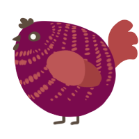 A wine and red chicken with a bar pattern