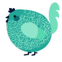 A turquoise and mint chicken with a double-lace pattern