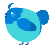 A aqua and sapphire chicken with a head pattern