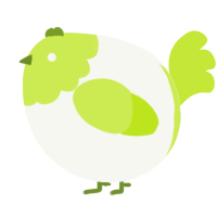 A white and lime chicken with a head pattern