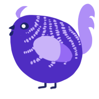 A indigo and lilac chicken with a half-bar pattern