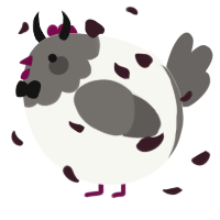 A white and grey chicken with a head pattern