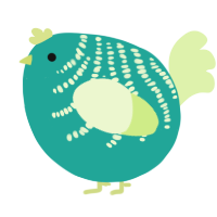 A turquoise and apple chicken with a half-bar pattern