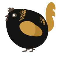 A black and gold chicken with a neck-band pattern