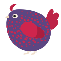 A overcast and crimson chicken with a speckle pattern