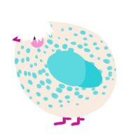 A cream and aqua chicken with a speckle pattern