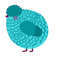 A aqua and teal chicken with a lace pattern