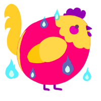 A fuchsia and honey chicken with a head pattern