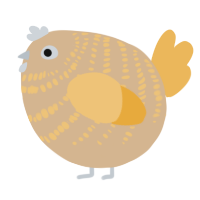 A beige and honey chicken with a bar pattern