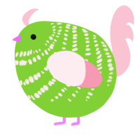 A grass and rose chicken with a bar pattern