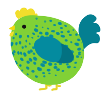 A grass and sea chicken with a speckle pattern