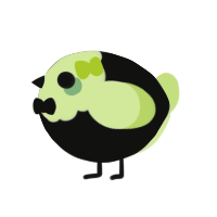 A black and apple chicken with a head pattern