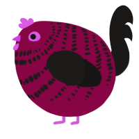 A maroon and sable chicken with a bar pattern