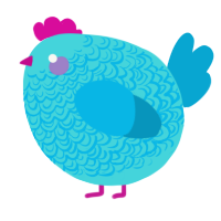 A aqua and cerulean chicken with a double-lace pattern
