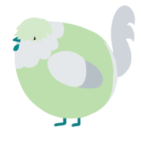 A gluppy and mist chicken with a head pattern