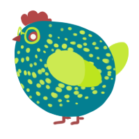 A sea and lime chicken with a speckle pattern
