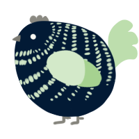 A tumblr and gluppy chicken with a bar pattern
