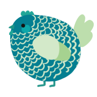 A sea and gluppy chicken with a lace pattern