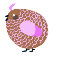 A brown and lavender chicken with a lace pattern