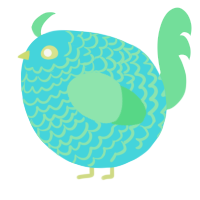 A aqua and spring chicken with a lace pattern
