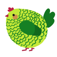 A lime and leaf chicken with a lace pattern