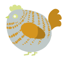 A silver and ochre chicken with a bar pattern