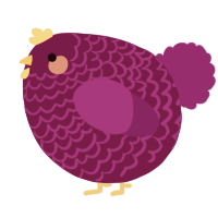 A plum and amethyst chicken with a lace pattern