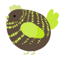 A bark and lime chicken with a bar pattern