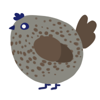 A ash and bark chicken with a speckle pattern