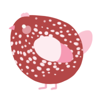 A red and rose chicken with a speckle pattern