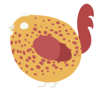 A honey and red chicken with a speckle pattern