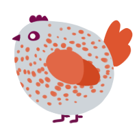 A mist and vermilion chicken with a speckle pattern