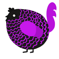A sable and amethyst chicken with a lace pattern