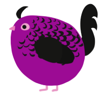 A plum and black chicken with a half-lace pattern