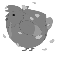 A aqua and honey chicken with a head pattern