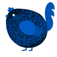 A tumblr and ultramarine chicken with a double-lace pattern