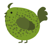 A chartreuse and olive chicken with a speckle pattern