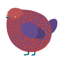 A red and overcast chicken with a lace pattern