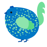 A sapphire and spring chicken with a speckle pattern