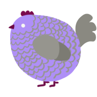 A lilac and ash chicken with a lace pattern