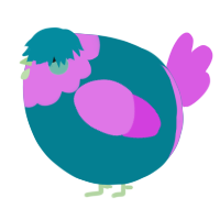 A sea and orchid chicken with a head pattern
