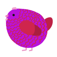 A amethyst and crimson chicken with a lace pattern