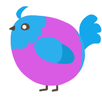 A orchid and sky chicken with a head pattern