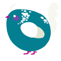 A sea and white chicken with a neck-speckle pattern
